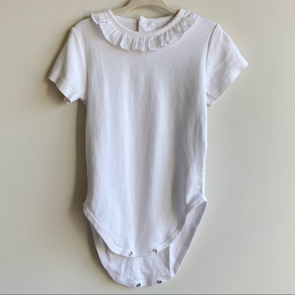 EUC White Onesie Ruffle Collar